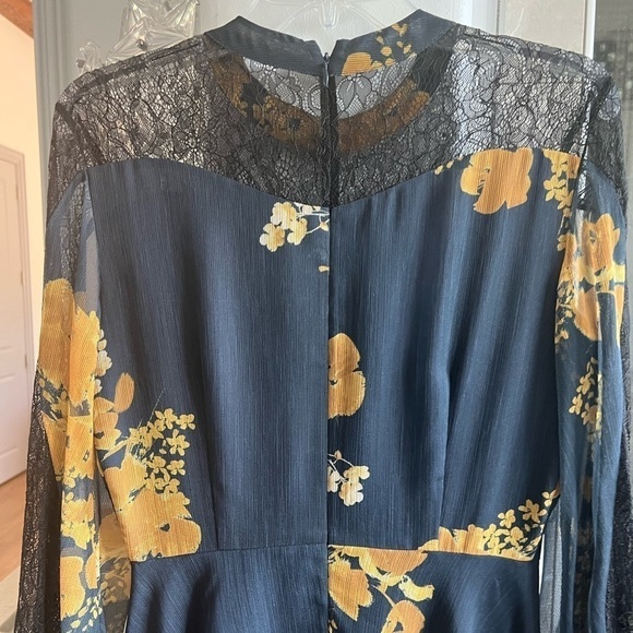 Sachin & Babi Velir Mock-Neck Floral-Print Georgette Dress w/ Lace - Picture 4 of 14